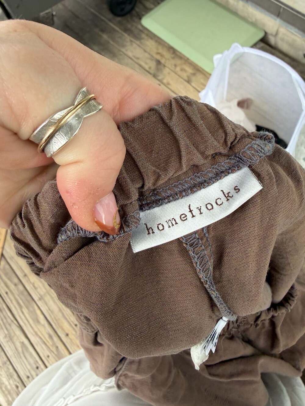 Homefrocks Brown Linen Elastic Waist Wide Leg Cropped Pants Size M - Picture 5 of 7